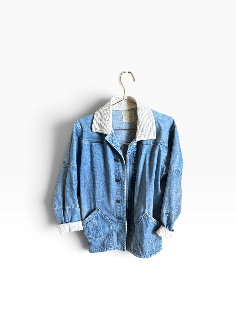 Vintage GAP Denim Barn Chore Coat Jacket Contrast Collar Women M